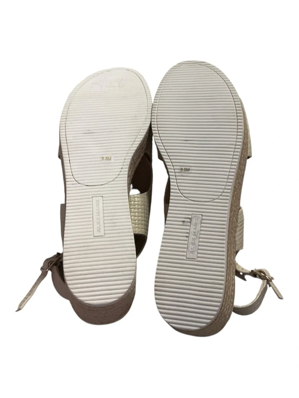 Alex Marie Milo Soft Gold Textured Leather Espadrille Wedges - Size 9,5 M